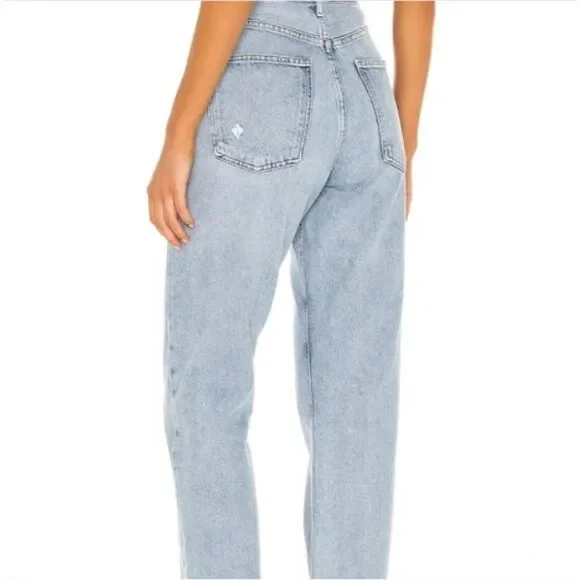 Agolde 90s Crop Jeans Echo Blue High Rise Denim Light Wash 27 - Picture 3 of 9